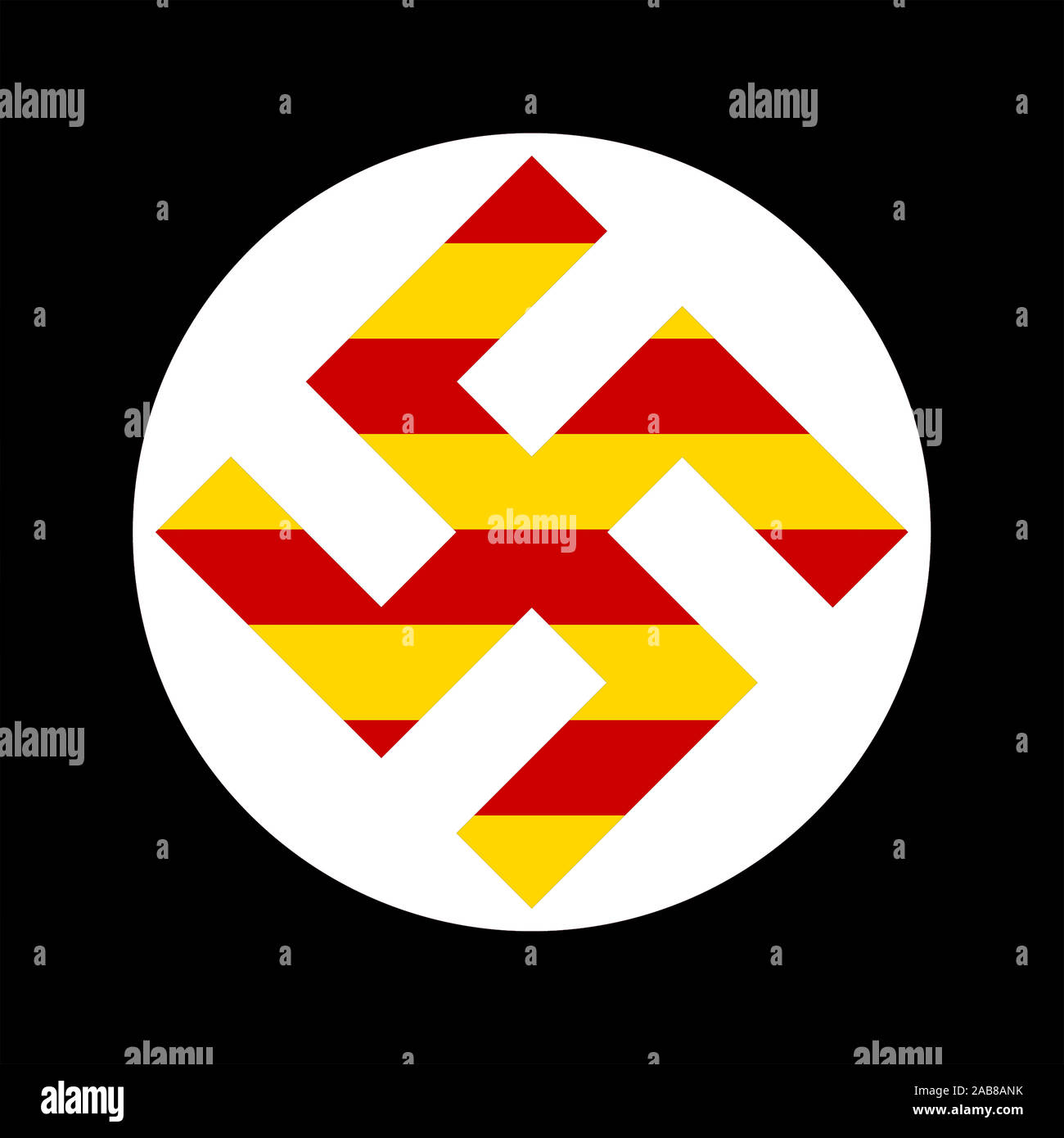 Das Hakenkreuz, das Symbol der Nationalsozialistischen Partei in Deutschland und Katalonien's Flag enyera', Nationalismus, Abbildung Stockfoto