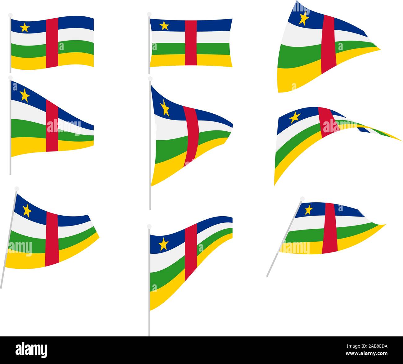 Vektor Zeichnung der Set mit Zentralafrikanische Republik Flagge Stock Vektor