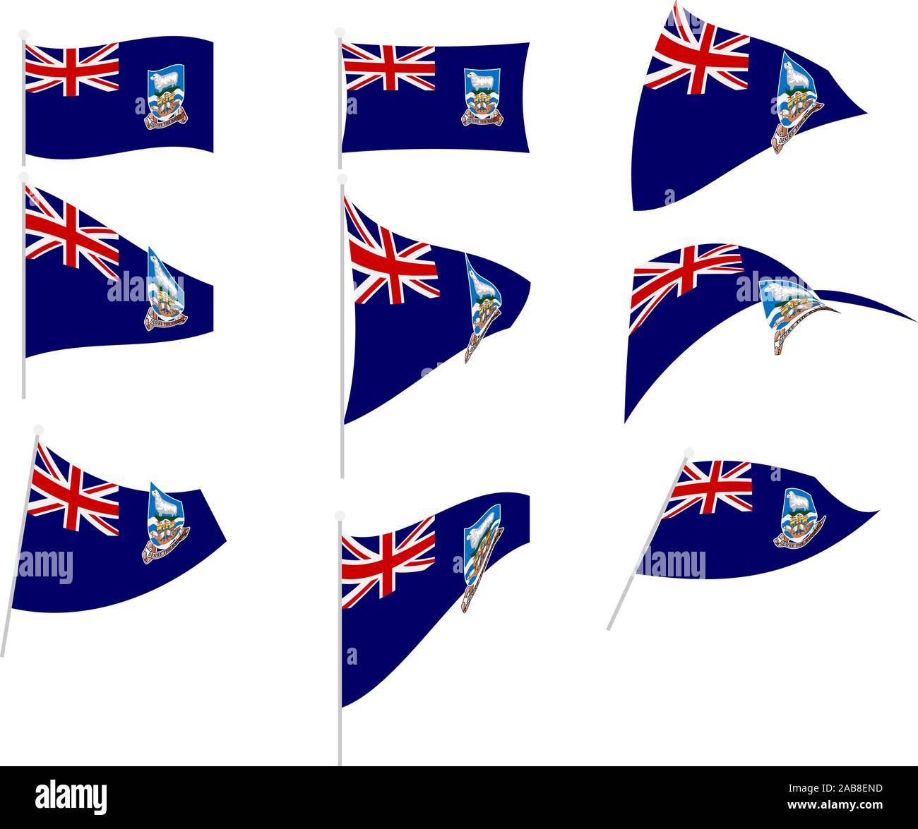 Vektor Zeichnung der Set mit Falkland Inseln Flagge Stock Vektor