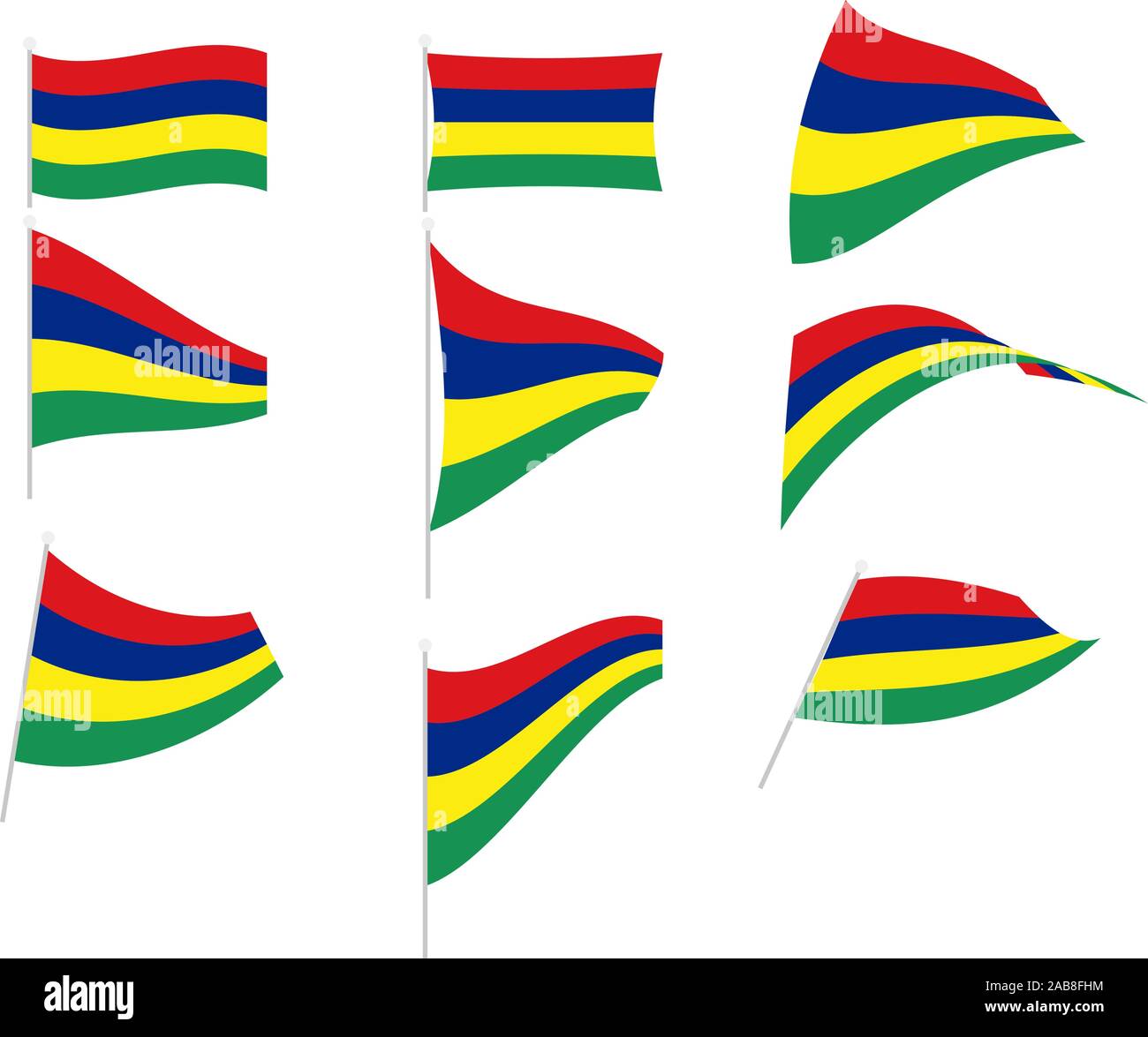 Vektor Zeichnung von Set mit Mauritius Flagge Stock Vektor