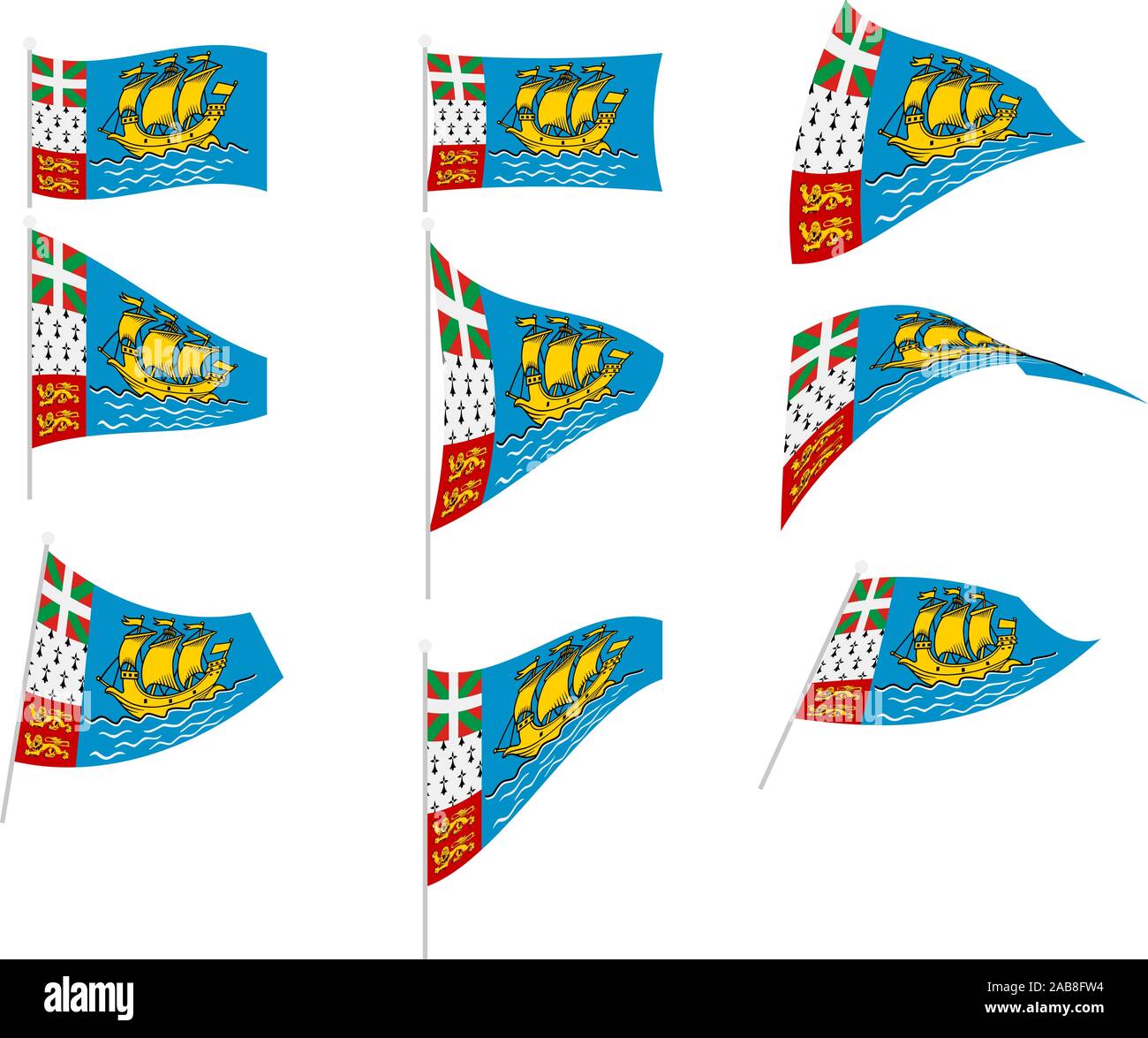 Vektor Zeichnung der Set mit Saint Pierre und Miquelon Flagge Stock Vektor