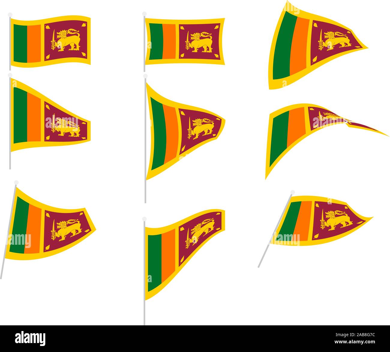 Vektor Zeichnung von Set mit Sri Lanka Flagge Stock Vektor