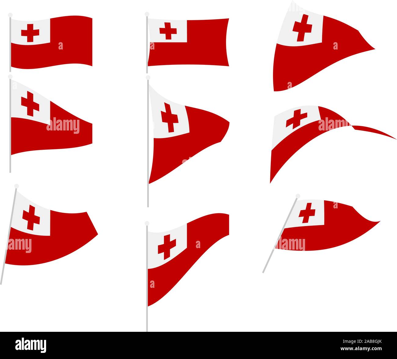 Vektor Zeichnung der Set mit Tonga Flagge Stock Vektor