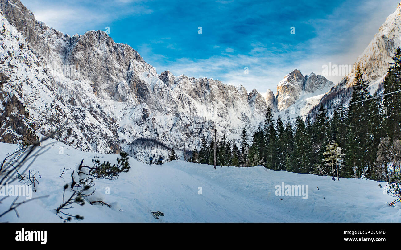Snowy Tamar Valley in Slowenien Stockfoto