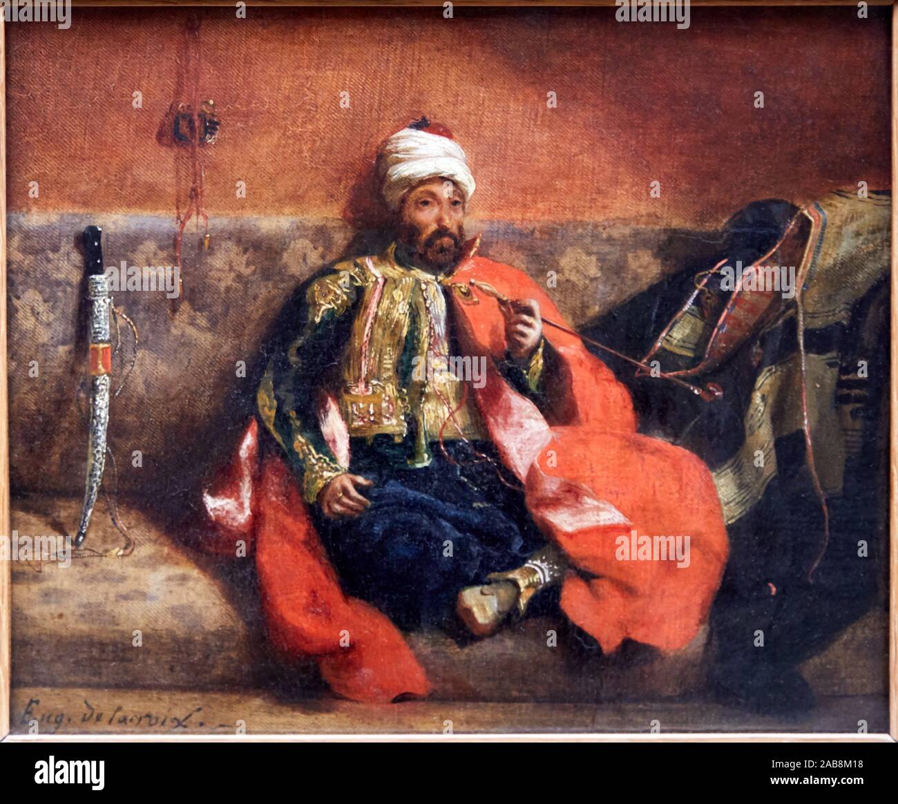 '''Türke Rauchen auf einem Diwan'', 1825, Eugène Delacroix, 1798-1863, Musée du Louvre, Paris, Frankreich, Europa Stockfoto