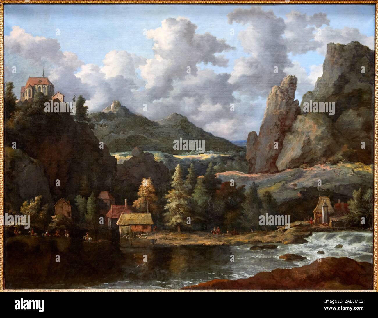 '''Imaginären skandinavischen Landschaft: Fluss in einem Bergtal'', 1640-1650, Allaert van Everdingen, Musée du Louvre, Paris, Frankreich, Europa Stockfoto