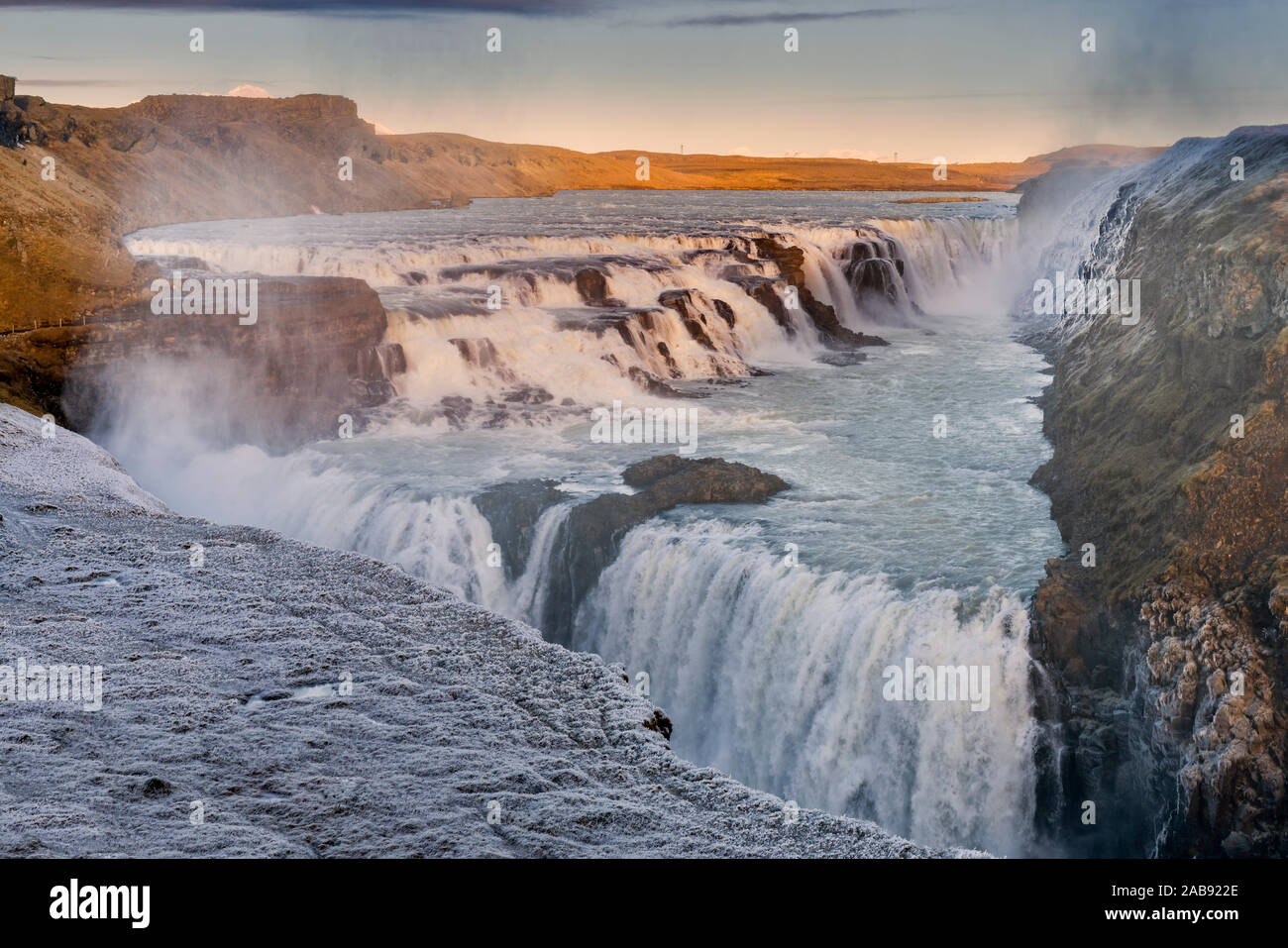 Winter, Gullfoss, Wasserfälle, Island Stockfoto