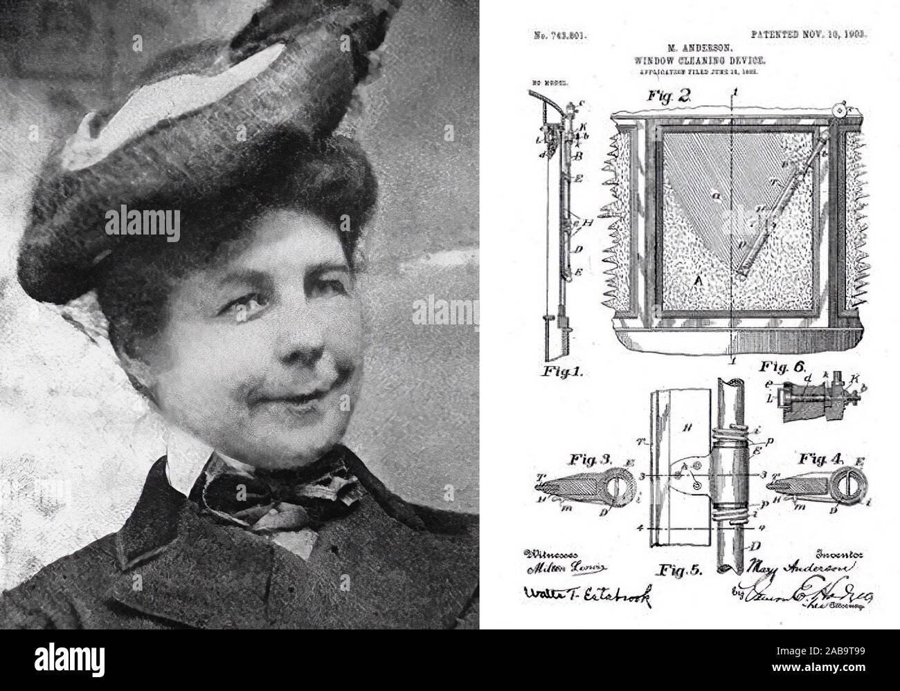 Mary Anderson, Erfinder der Scheibenwischer Wischerblatt (um 1910  Stockfotografie - Alamy