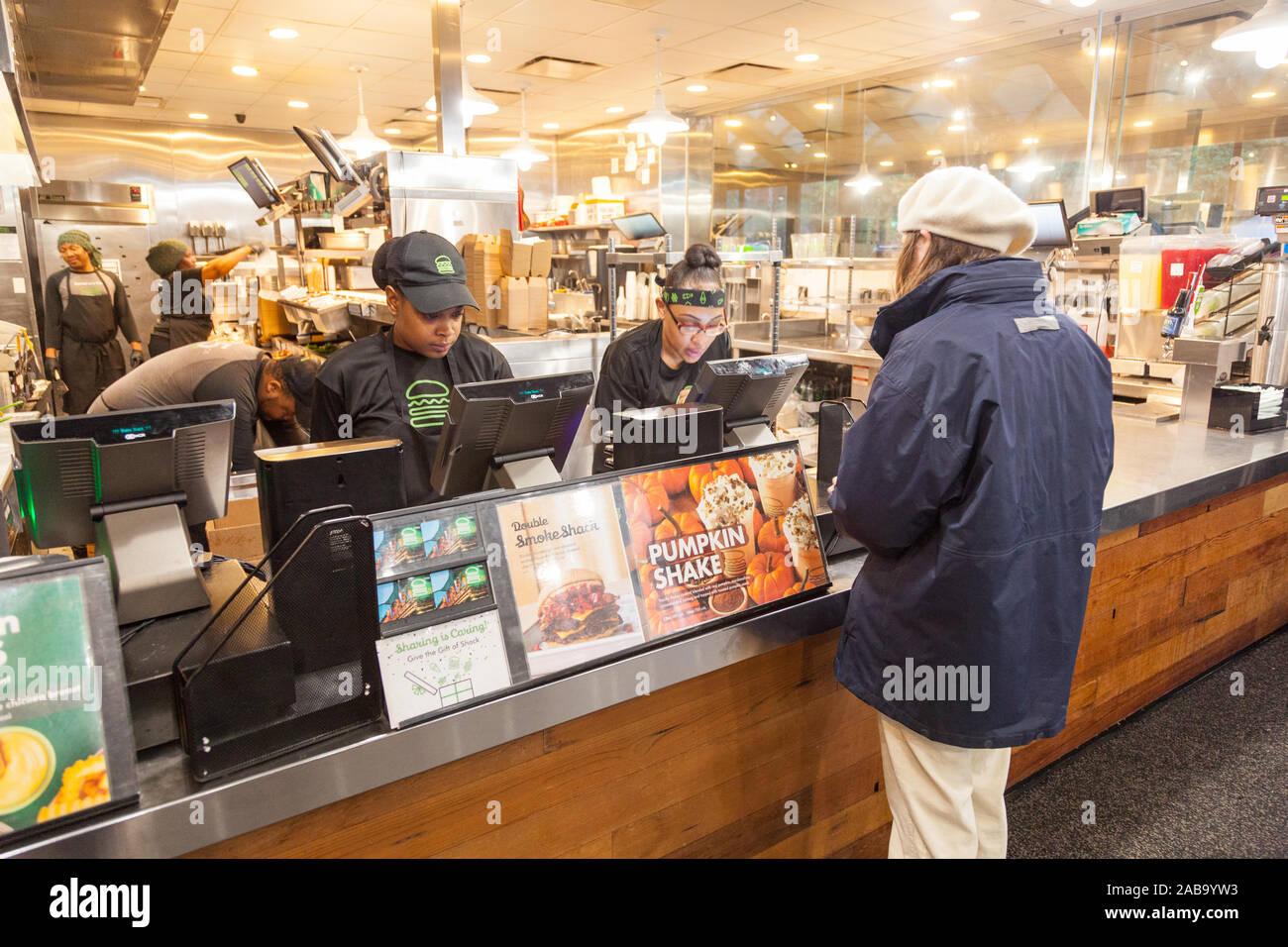 Shake Shack, in der Columbus Avenue New York, NY, USA Stockfoto