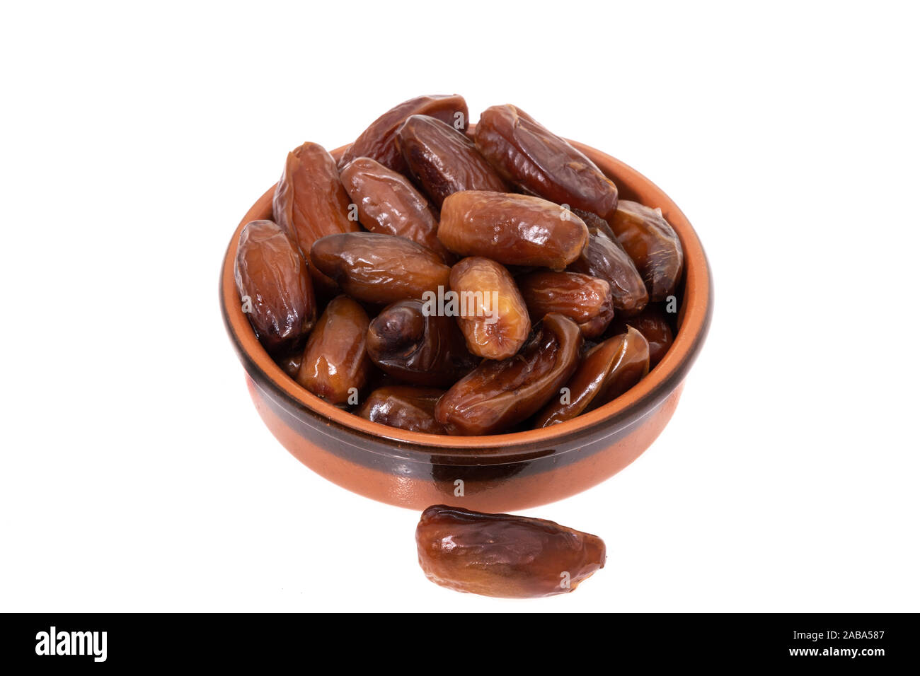 Schüssel Termine - Weißer Hintergrund Stockfoto