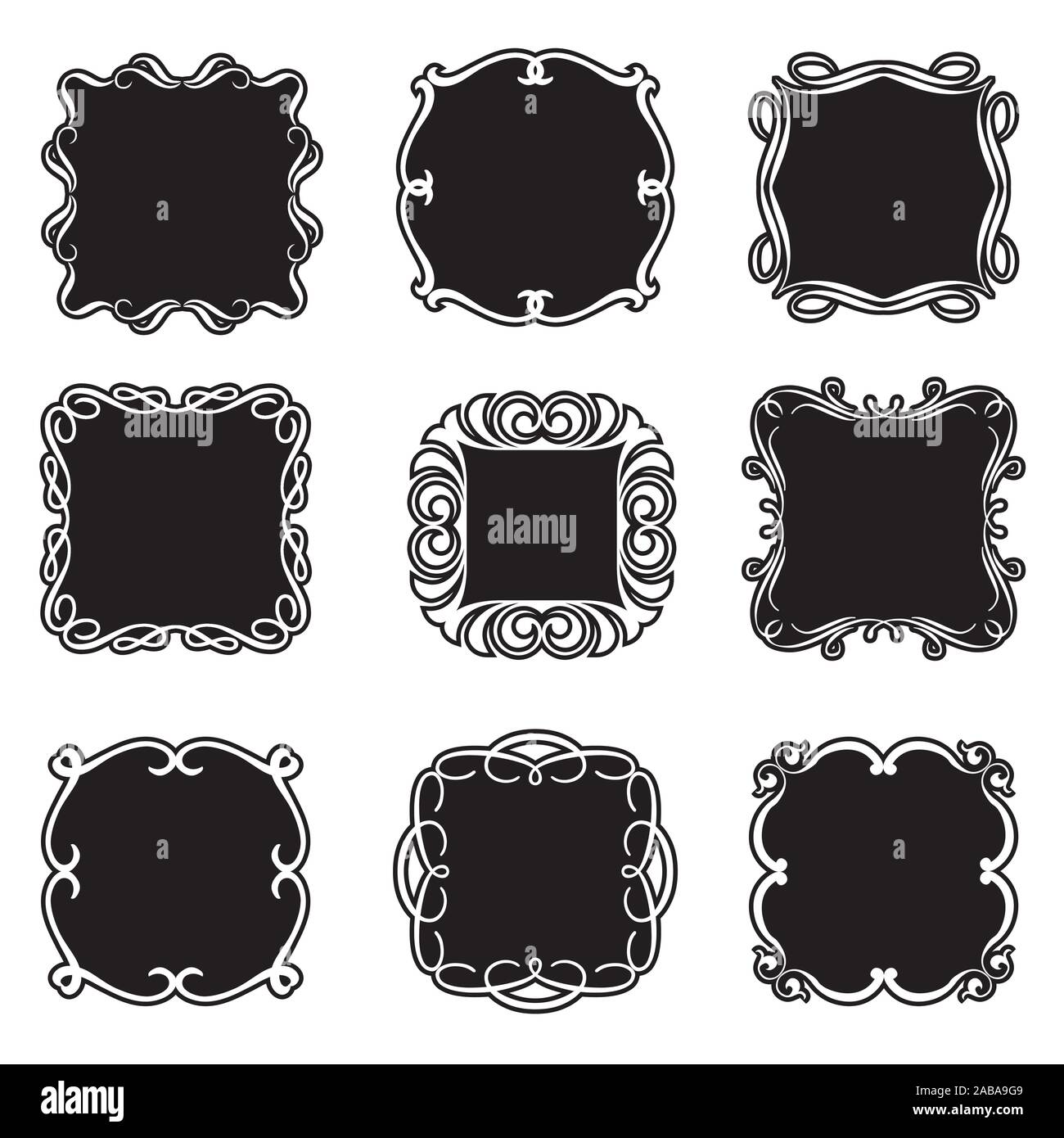 Dekorative Rahmen retro Zierpflanzen, vintage Quadrat Ornamente und Grenze Vektor verzierten Stock Vektor