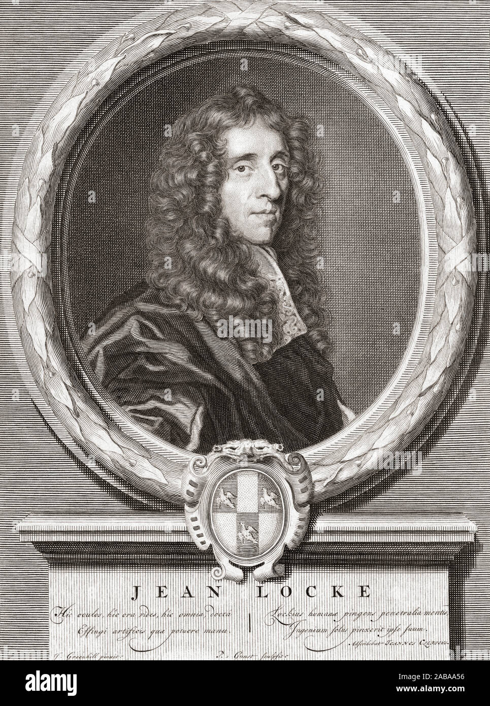 John Locke, 1632-1704. Englischer Philosoph und Arzt. Von einem Stich von Pieter van Gunst nach einem Werk von John Greenhill. Stockfoto