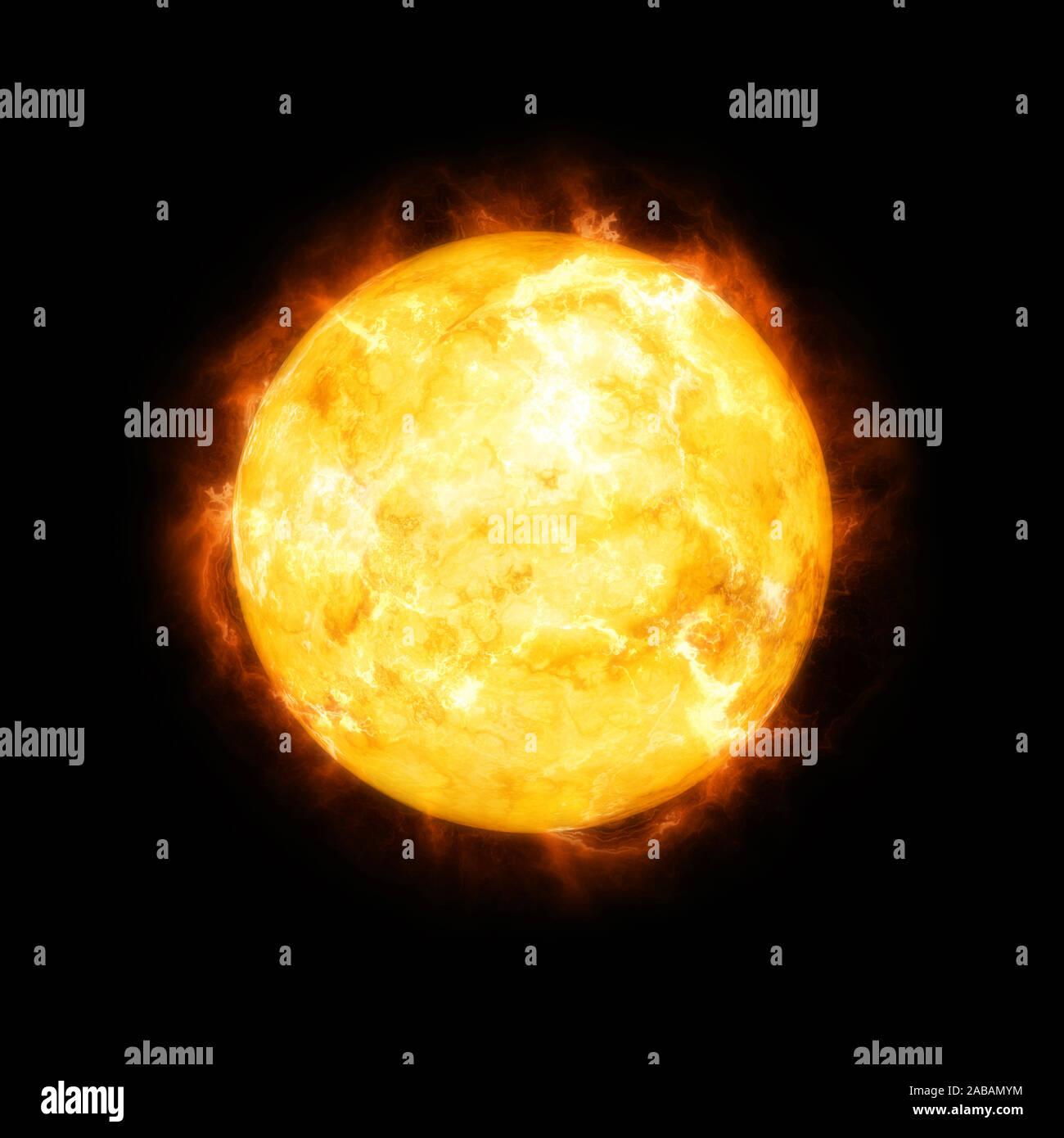Ein detaillierter Blick auf die Sonne im Weltall Stockfoto