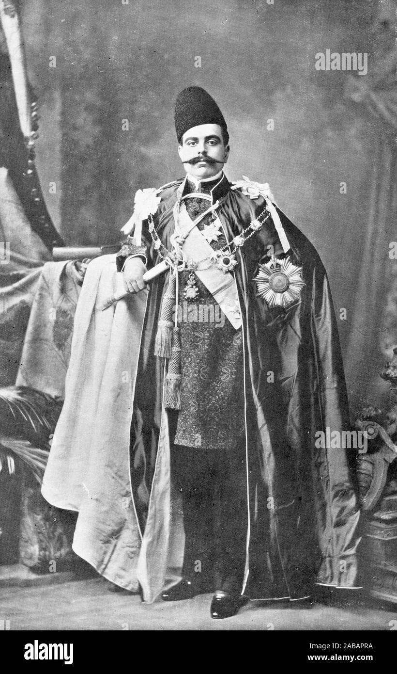 Halbton Portrait von Sir Sultan Mahomed Shah, Aga Khan III GCSI GCMG GCIE GCVO PC (1877 - 1957) 48. Imam der Nizari ismaelitische Religion. Einer der Gründer und der erste Präsident der All-India Muslim League (Aiml). Stockfoto