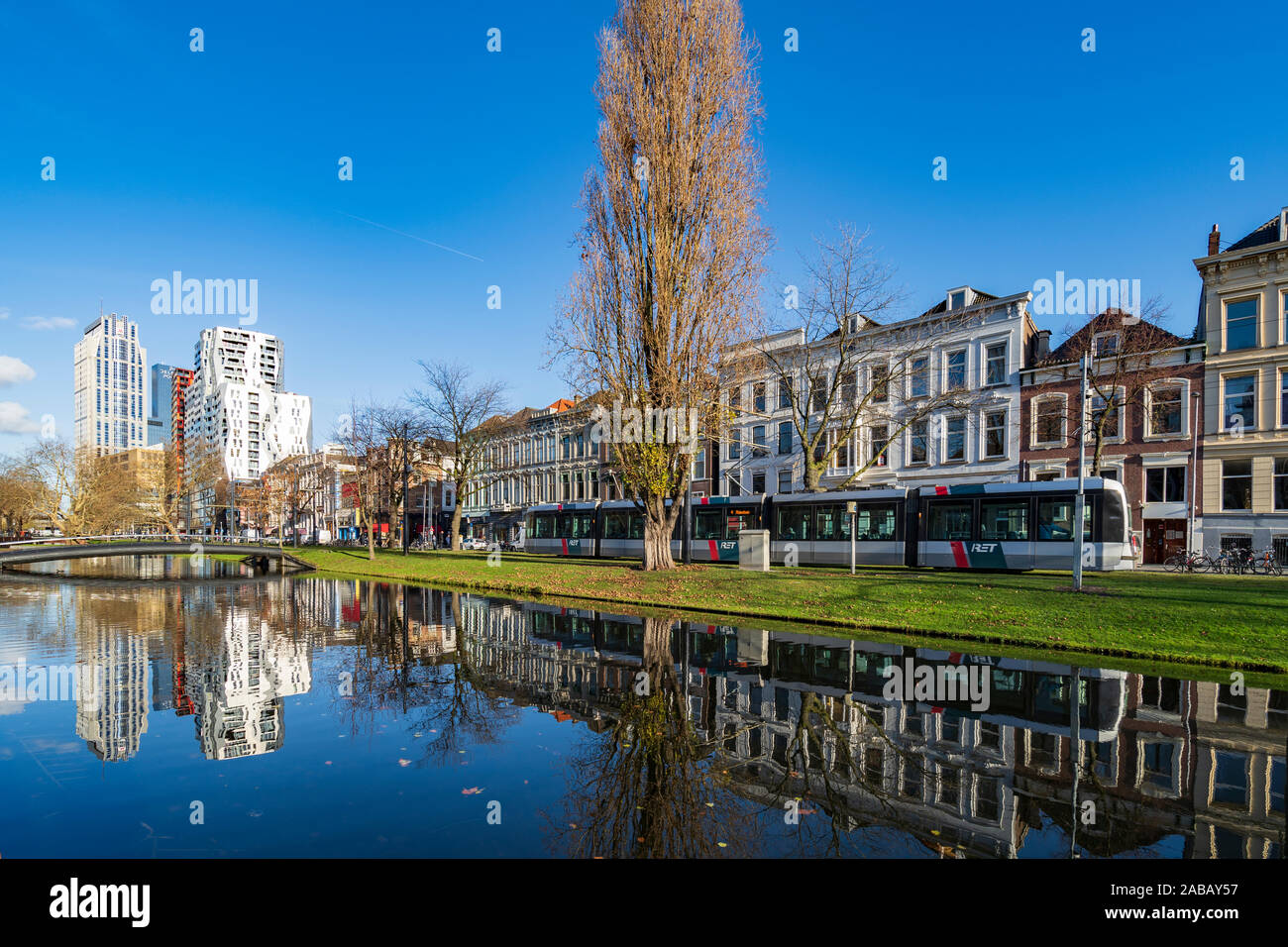 Mauritsweg und Westersingel Kanal in Rotterdam, Niederlande Stockfoto