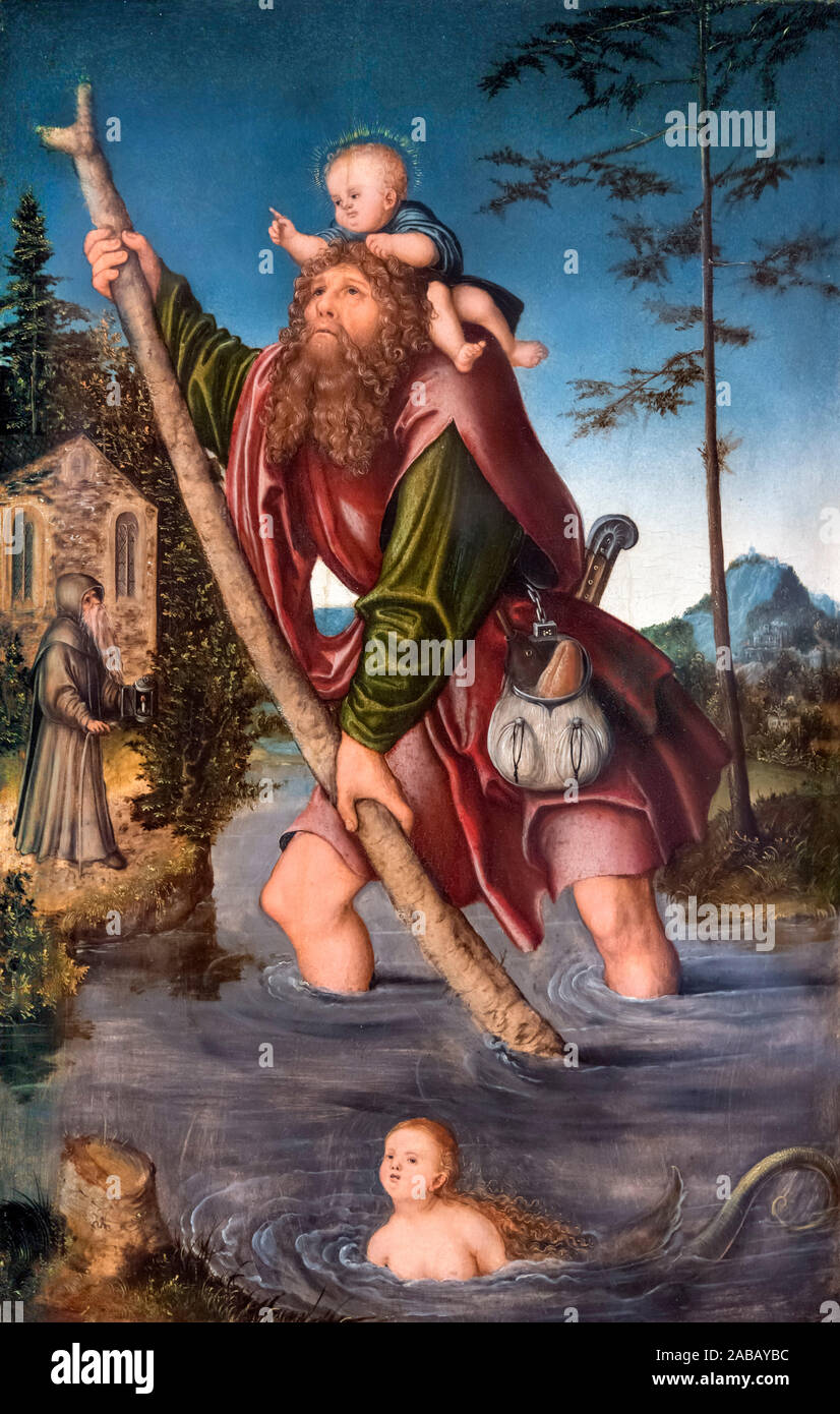 Saint Christopher von Lucas Cranach dem Älteren (1472-1553), Öl auf Linden panel, c 1518-20 Stockfoto