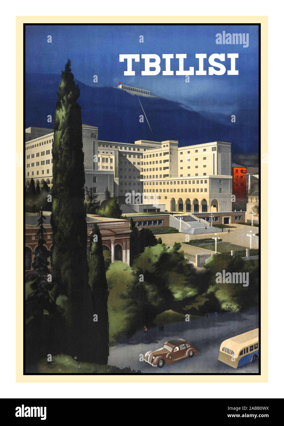 Tiflis Vintage Travel Poster von Viktor Klimashin", Tbilisi, Georgien 1930. Ehemalige Ära Stalins Sowjetunion UDSSR Stockfoto