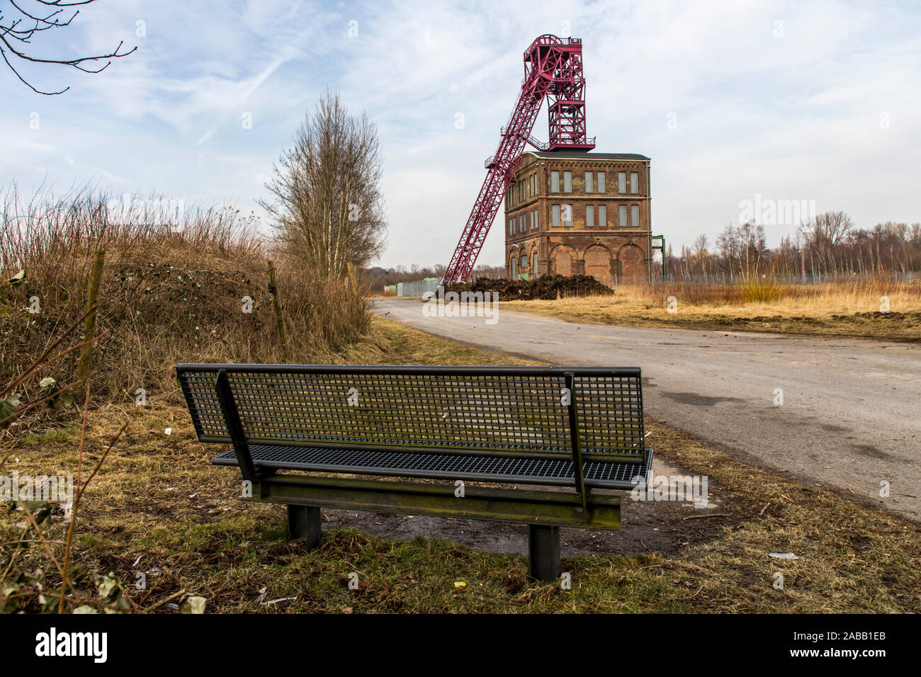 Förderturm der Zeche Sterkrade in Oberhausen, Welle 1, Industriedenkmal, Stockfoto