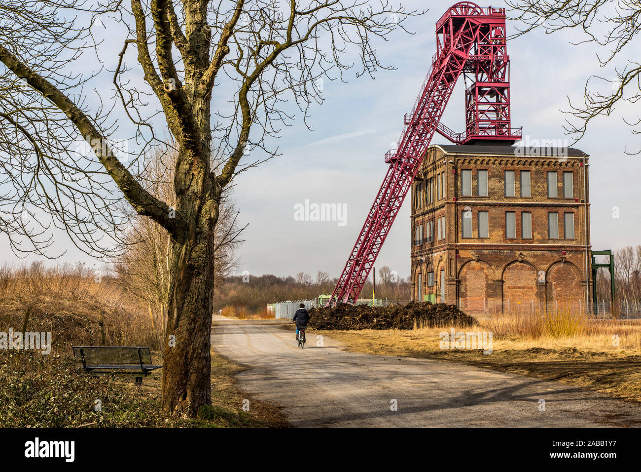 Förderturm der Zeche Sterkrade in Oberhausen, Welle 1, Industriedenkmal, Stockfoto