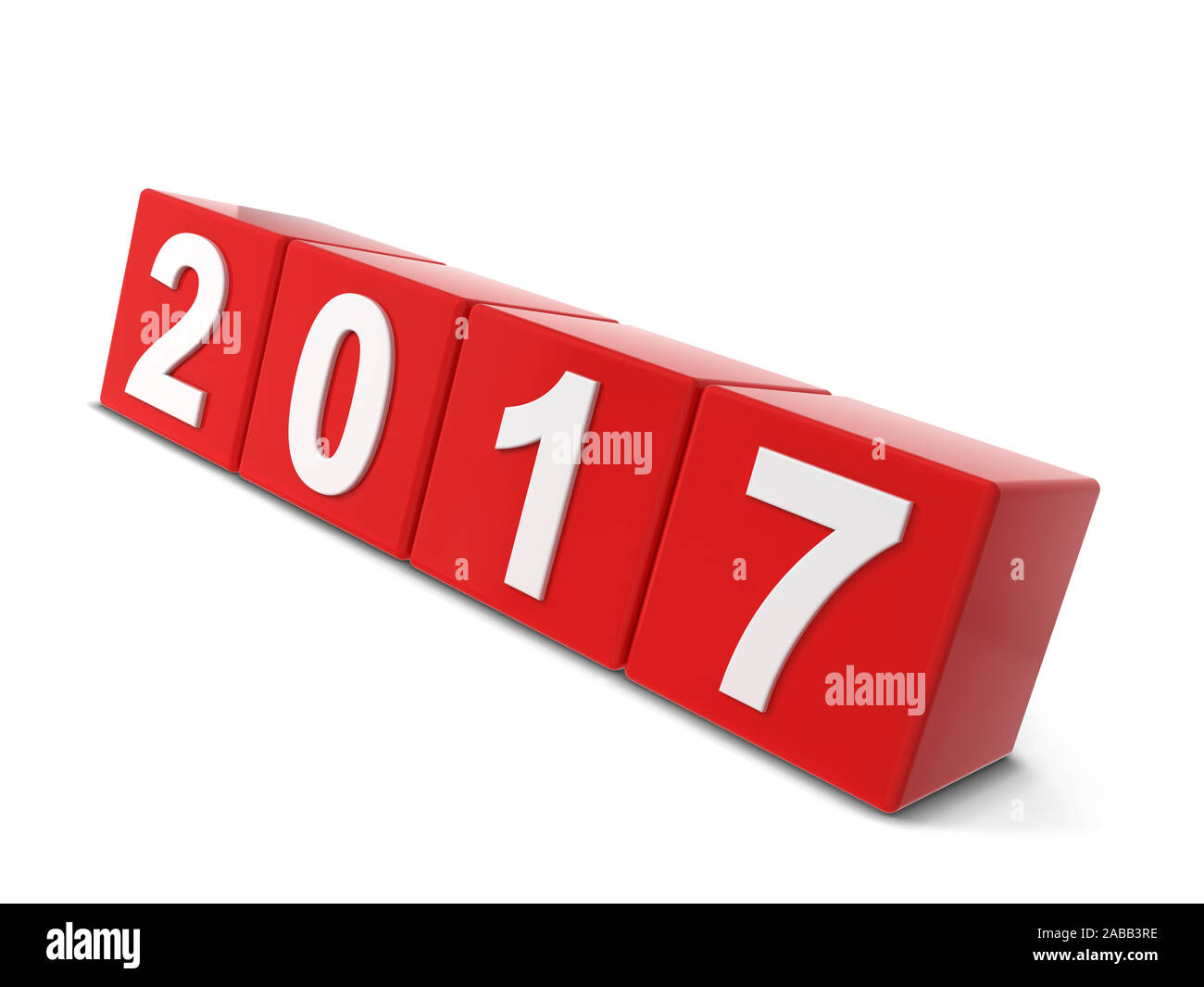 2017 Jahr ändern. 3d-Abbildung auf weißem Hintergrund Stockfoto