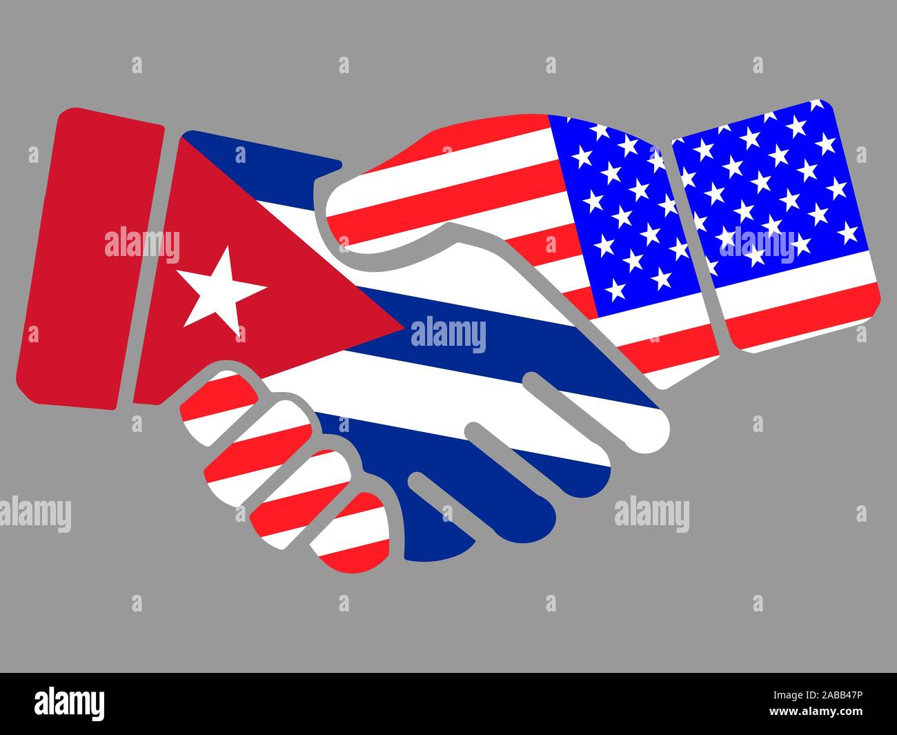 Kuba und USA Flaggen Handshake Vektor-illustration Eps 10. Stock Vektor