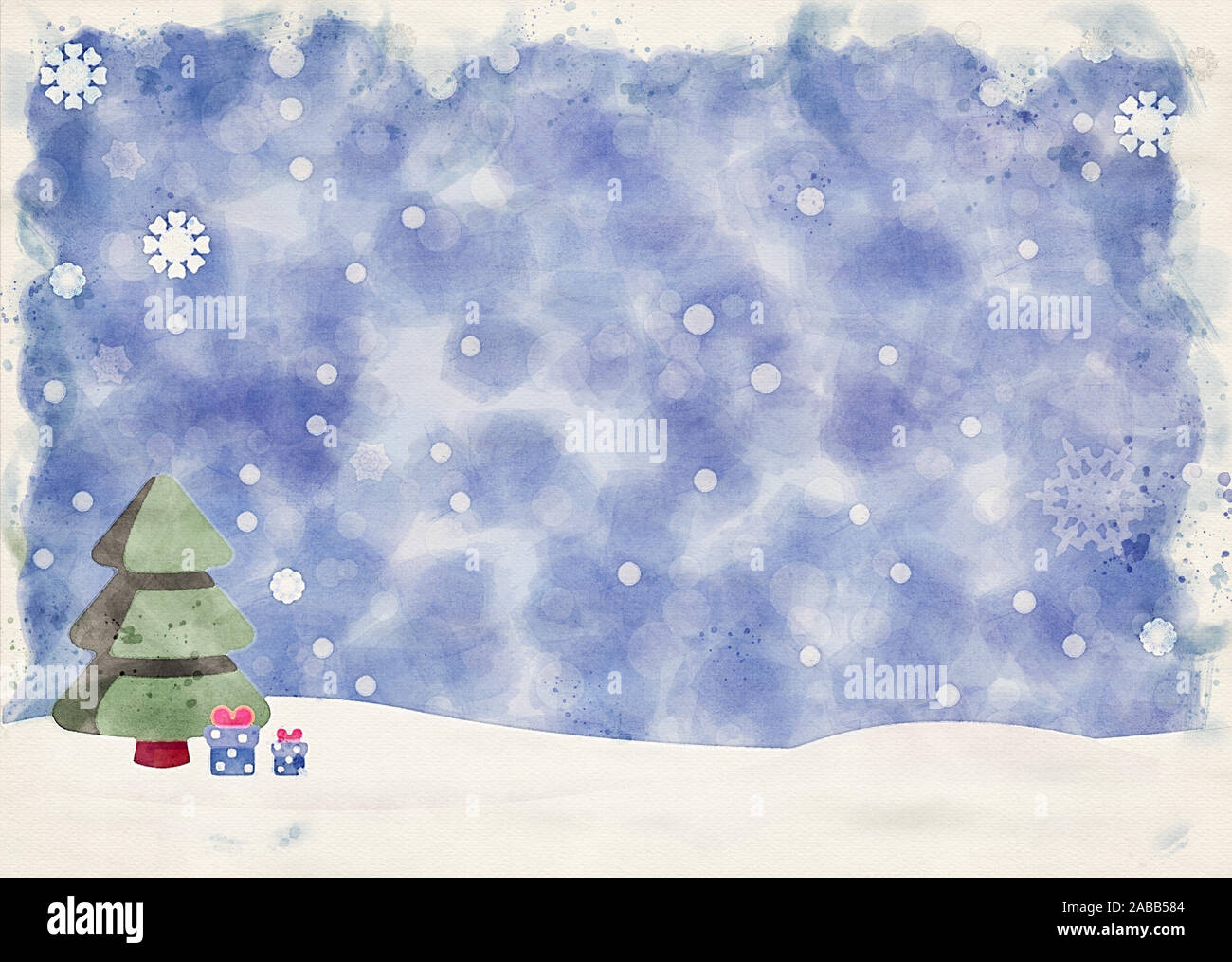 Schöne Weihnachten aquarell Winter Hintergrund Stockfoto