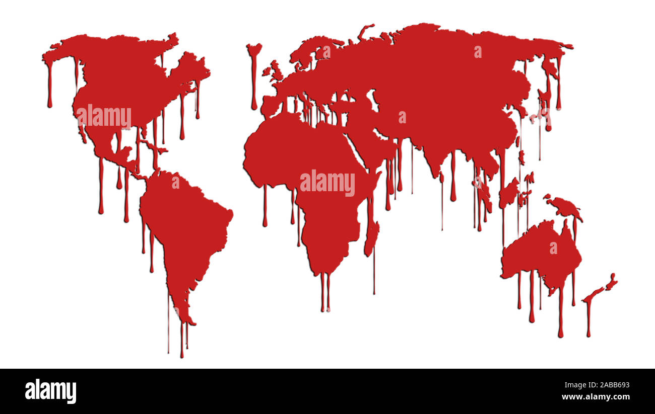 Blutende Karte der Erde Stockfoto