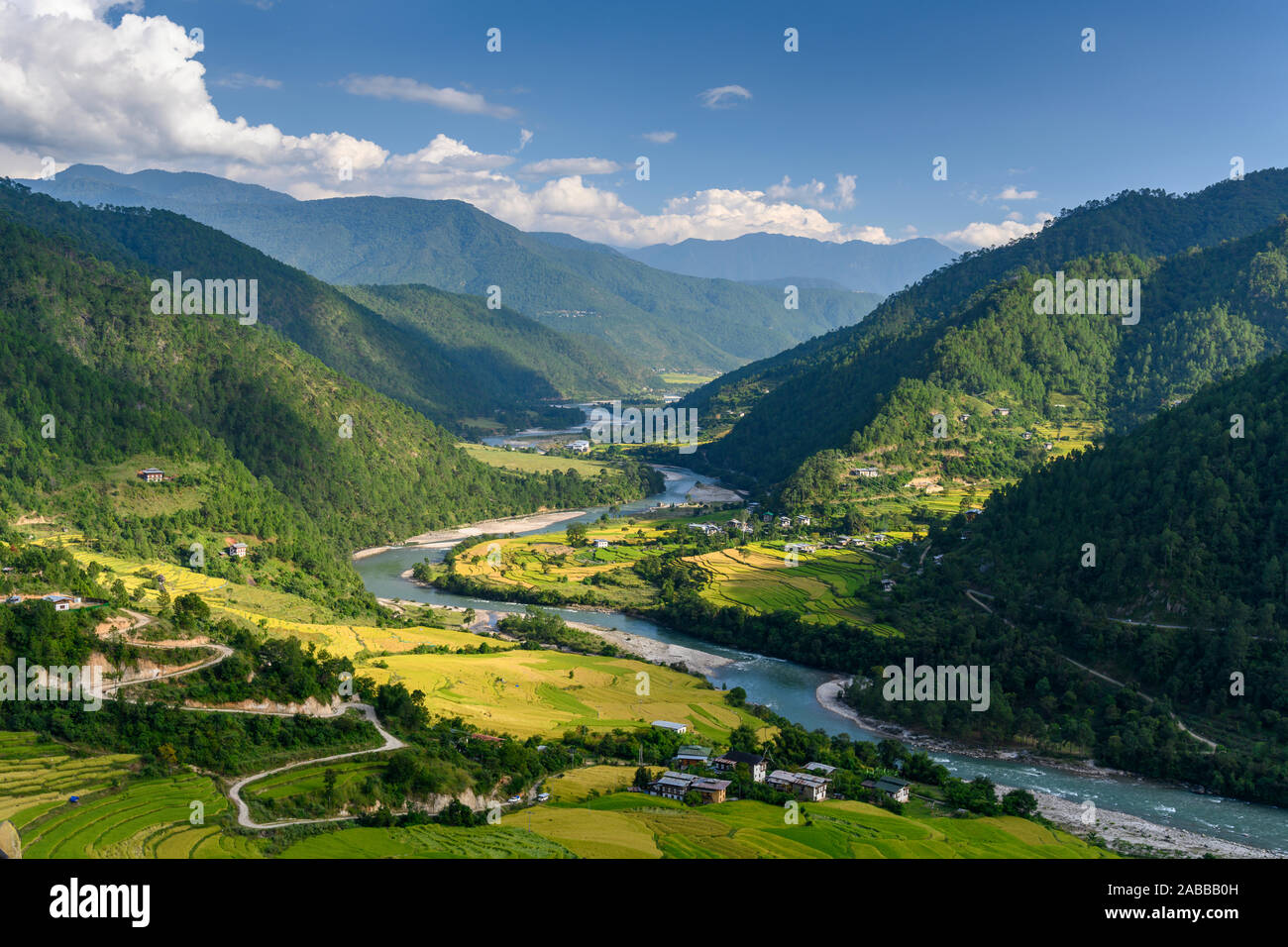 Punakha Tal, Bhutan Stockfoto