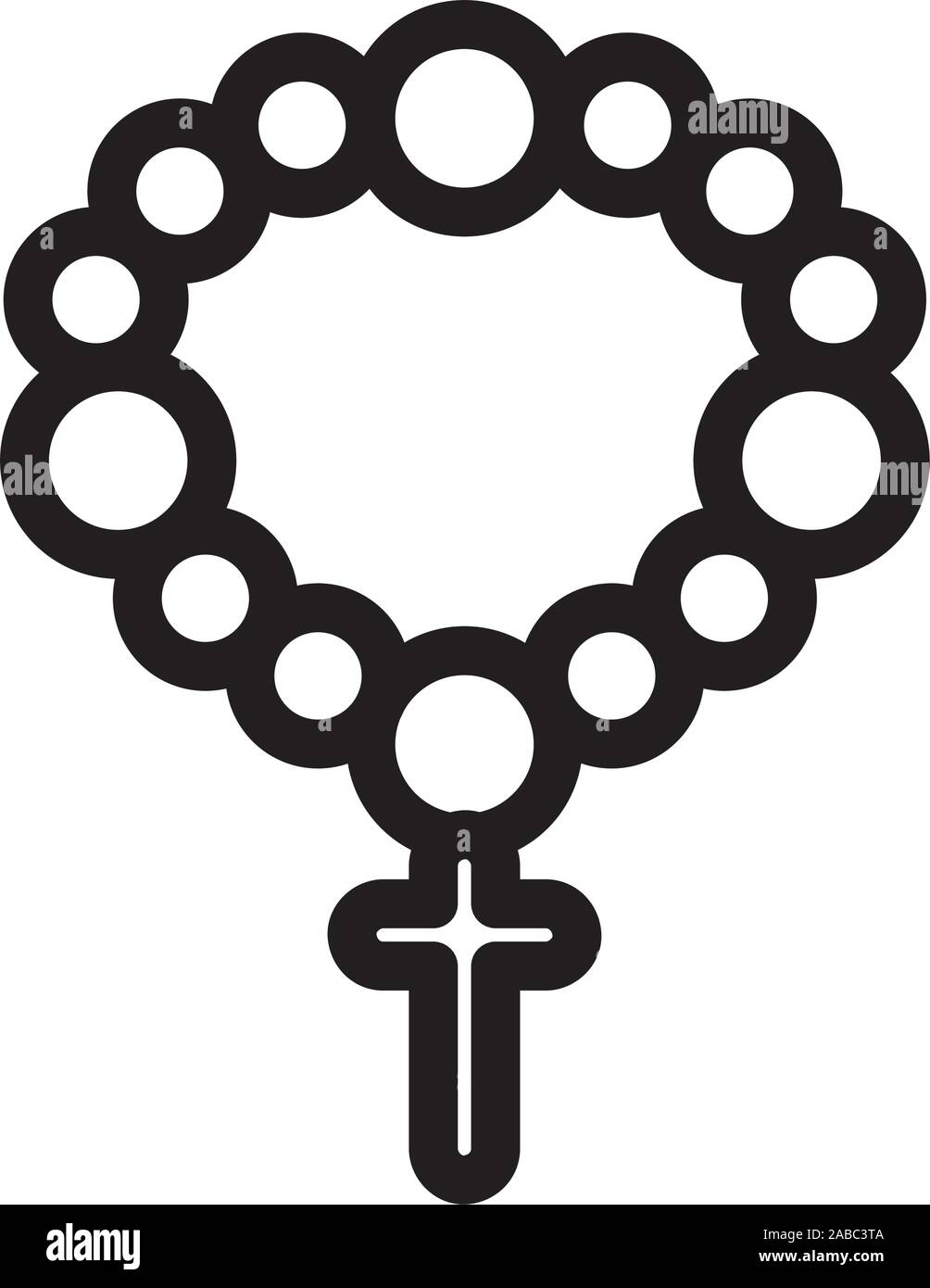 Rosenkranz mit Kreuz, Religion Christentum Gott glauben Spiritualität glauben und beten Thema Vector Illustration Stock Vektor