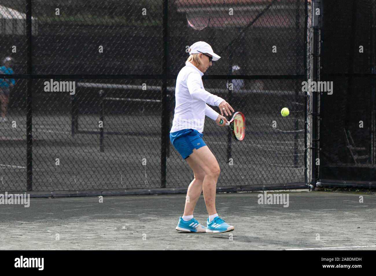 Martina Navratilova spielt am Chris Evert Pro Berühmtheit Tennis Classic in Boca Raton Resort und Spa am 22. November 2019, in Boca Raton, FL Stockfoto