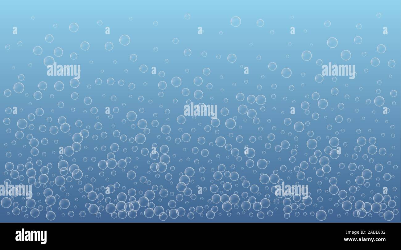 Unterwasser Luftblasen auf blauem Hintergrund. Vektor Stock Vektor