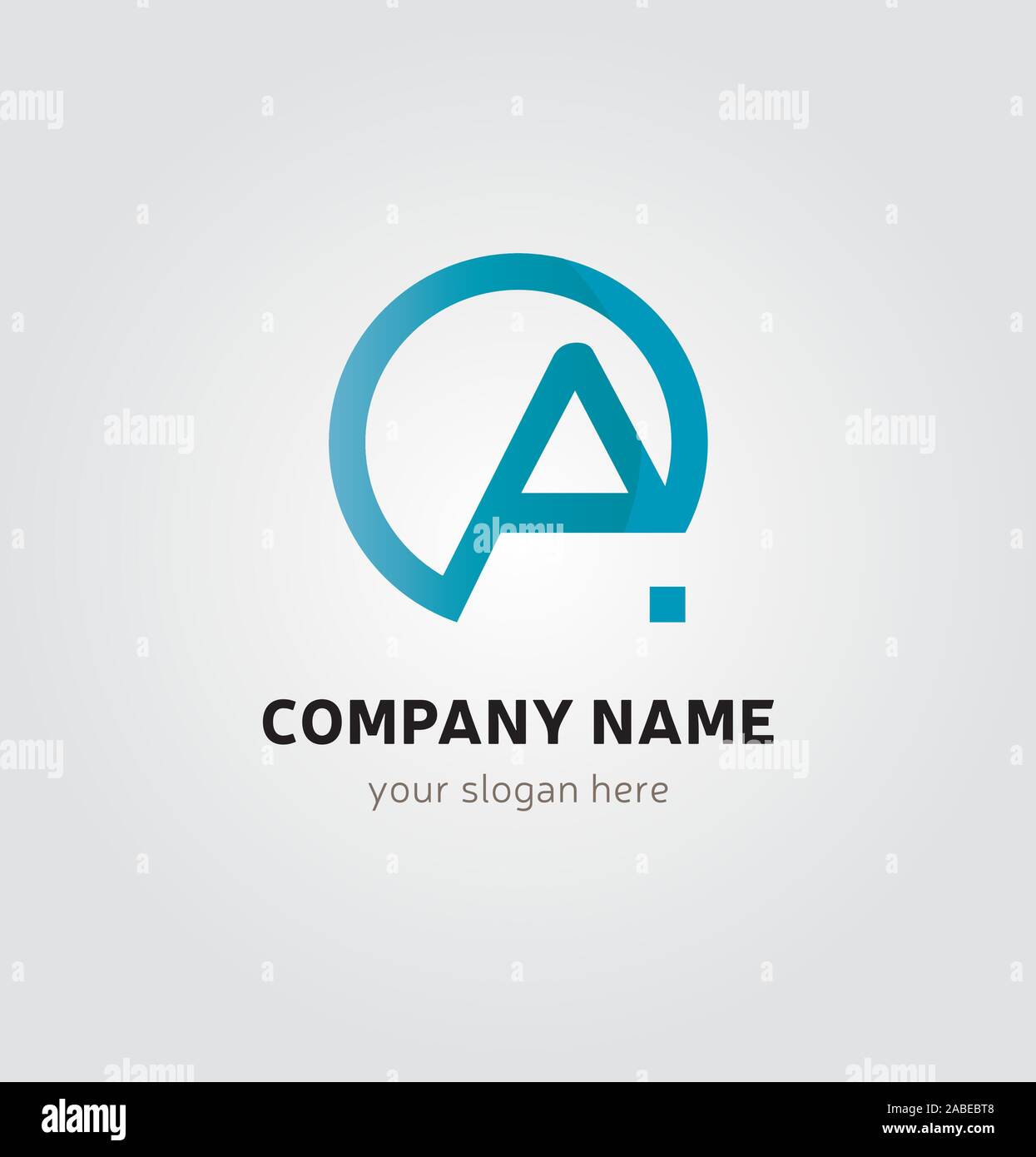 Single Logo Design - ein Briefsymbol im Kreis und Punkt - Blau Stock Vektor