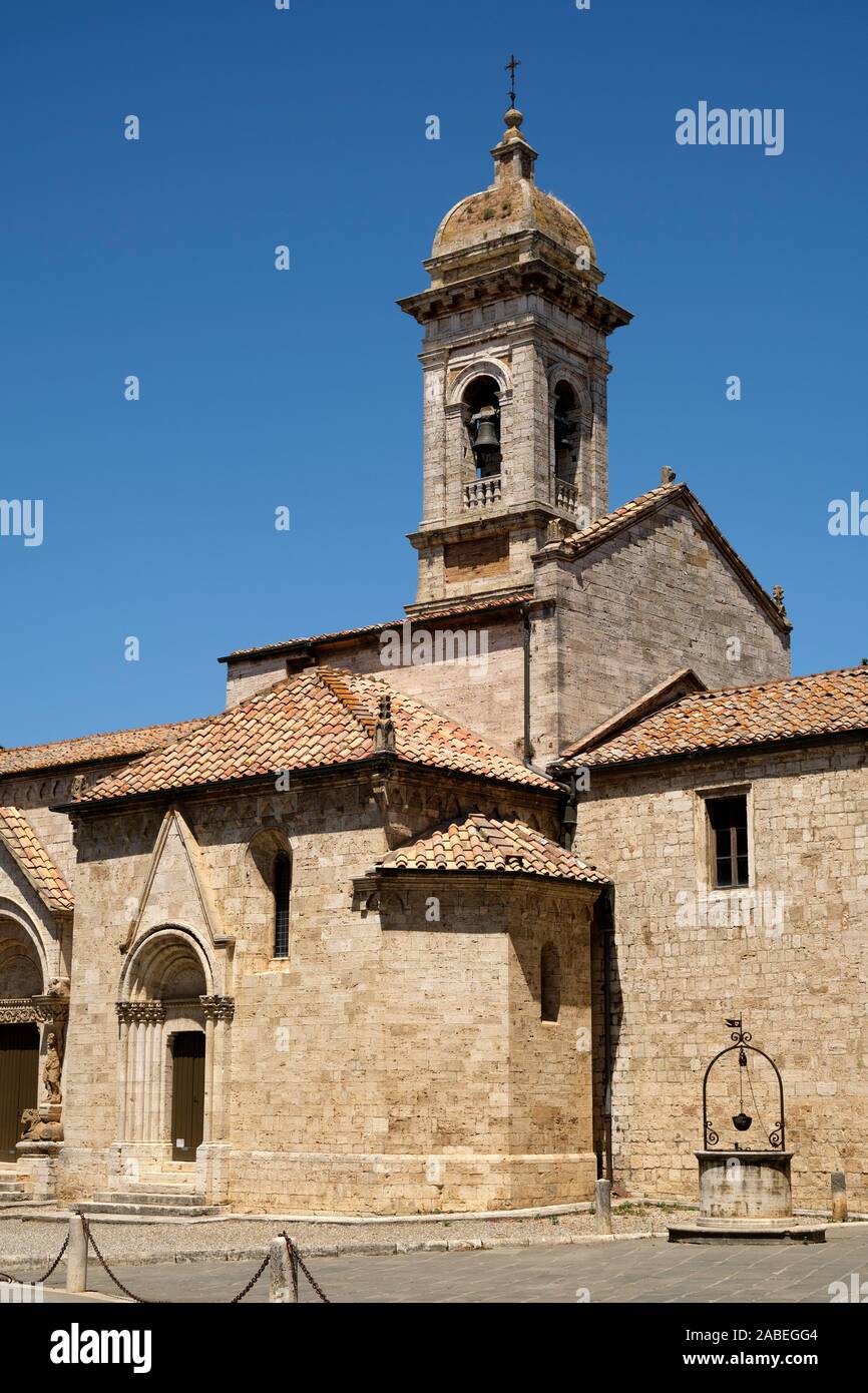 Die Stiftskirche von San Quirico d'Orcia Architektur in der Val d'Orcia Toskana Italien Europa Stockfoto
