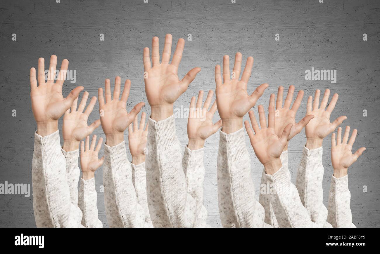 Zeile des Menschen Hand mit fünf Fingern verteilen Stockfoto