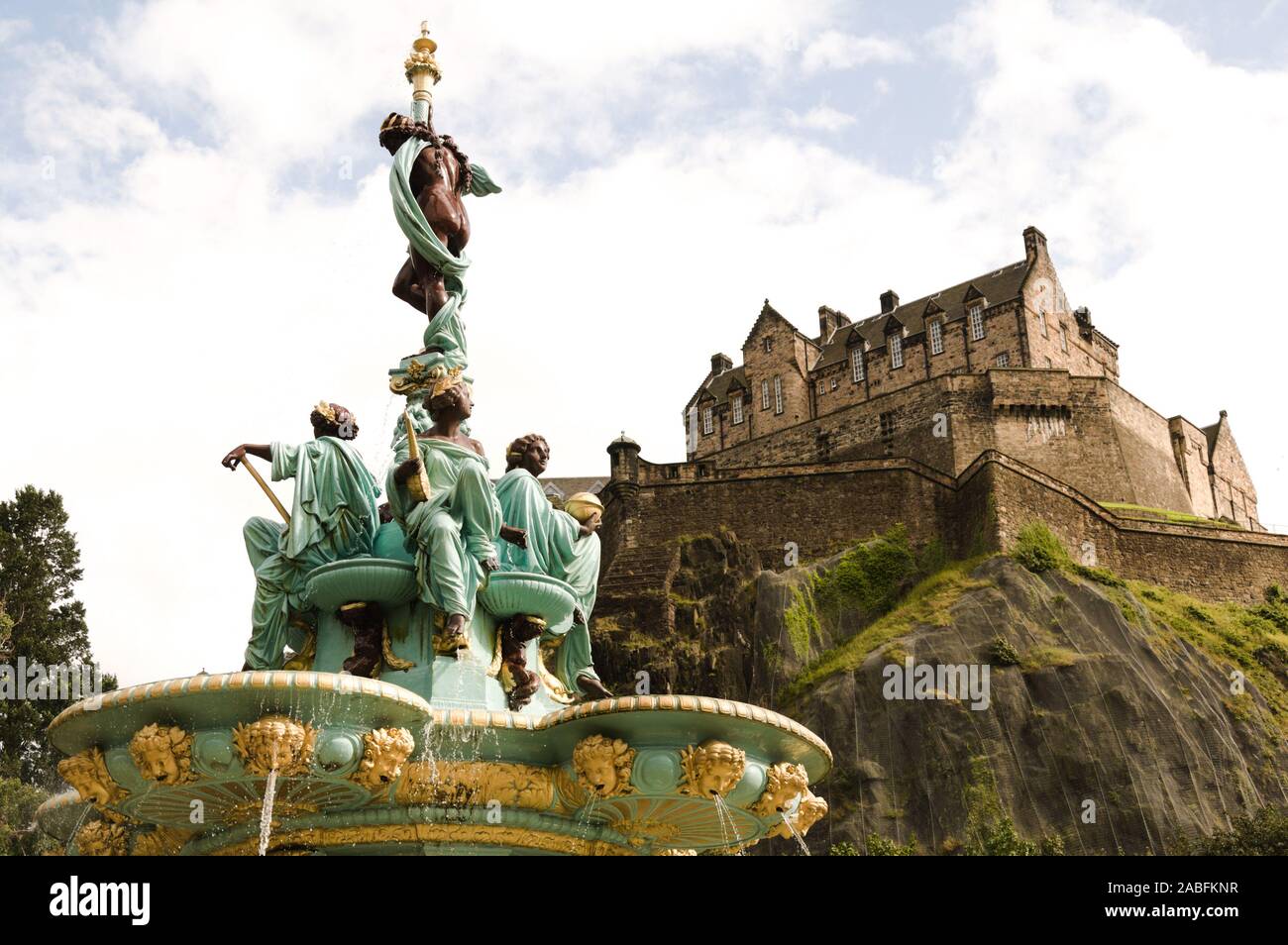 Ross Brunnen und Schloss Edinburgh in Edinburgh, Schottland Stockfoto