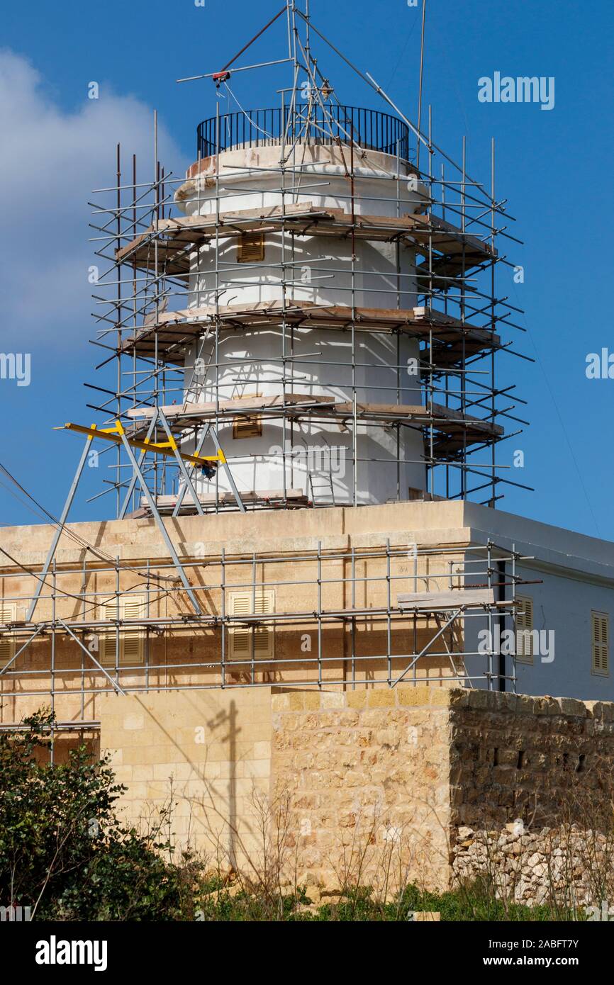 Die 1853 Ġordan Leuchtturm in Gozo, bei denen umfangreiche Restaurierung, Ghasri, Malta. Stockfoto
