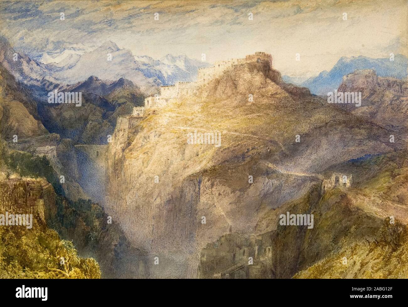 JMW Turner, das Fort von L'Esseillon, Val de la Maurienne, Frankreich, Landschaftsmalerei, 1835-1836 Stockfoto