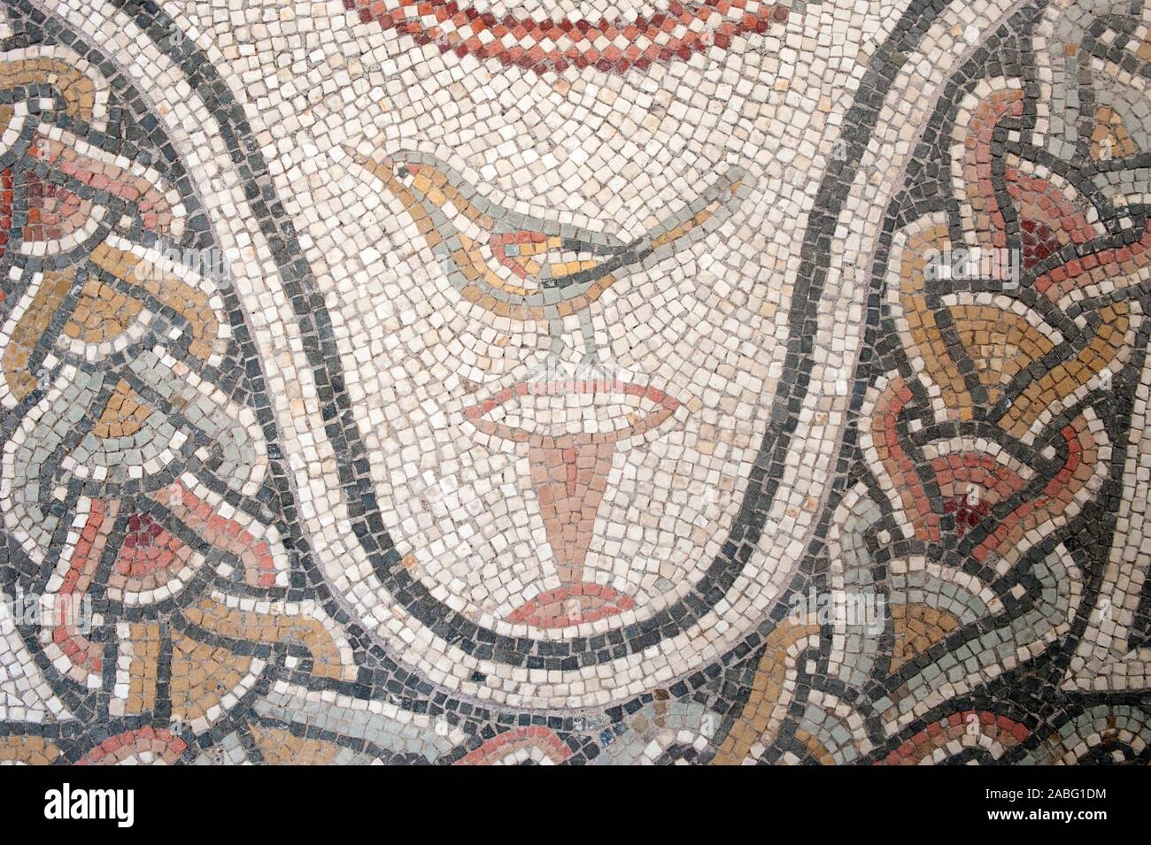 Italien, Rom, Palazzo Massimo alle Terme, Museo Nazionale Romano, nationalen römischen Museum, das römische Mosaik mit Vogel (3. Jh. nach Chr.) Stockfoto