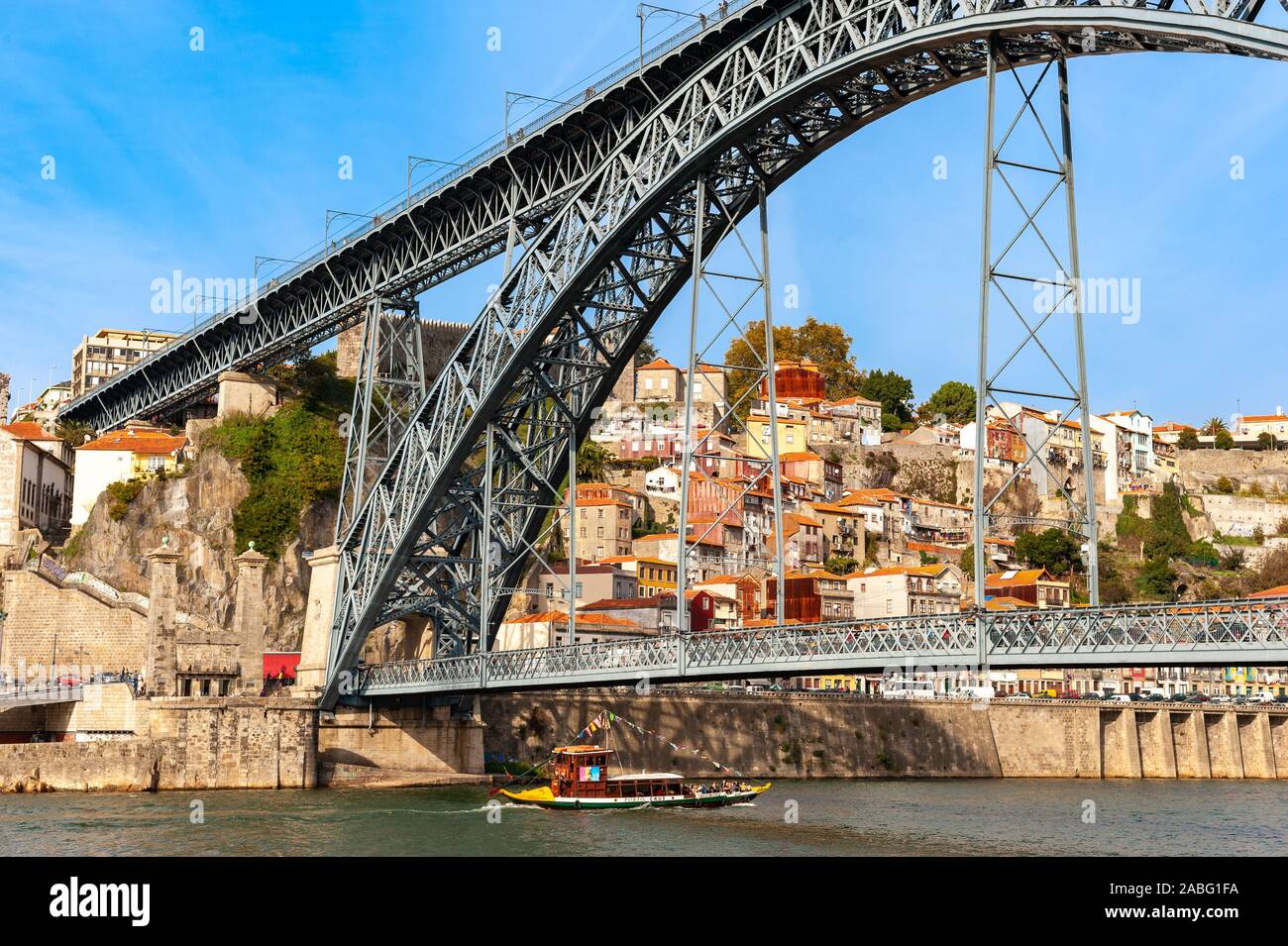 Dom Luis Brücke über den Fluss Douro, Porto, Portugal Stockfoto
