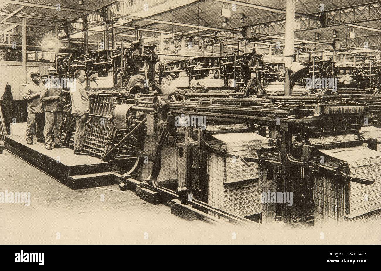 Fotografie, eine Fabrik in der Picardie (Frankreich) 1946: Spinnen und Weben Textilfabrik Stockfoto