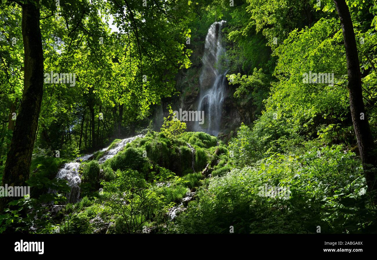 Uracher Wasserfall in der Nähe von Bad Urach, Deutschland Stockfoto