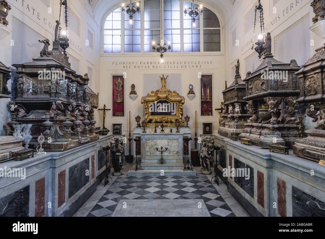 Kapelle der Reliquien in der Metropolitan Kathedrale der Himmelfahrt der Jungfrau Maria in Palermo, Stadt, die Hauptstadt der Autonomen Region Sizilien, Italien Stockfoto