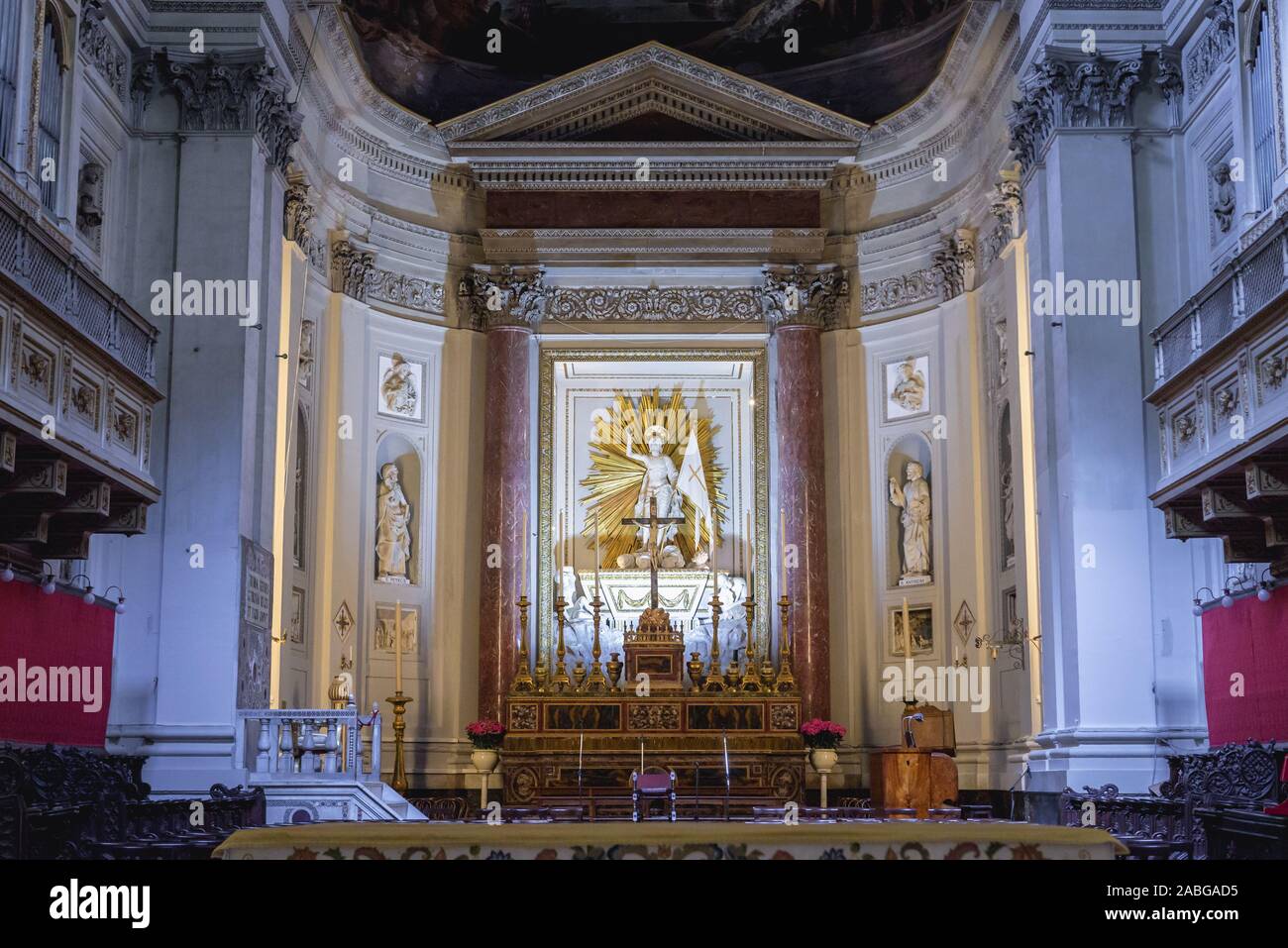 Hohe Altar und Chor der Metropolitan Kathedrale der Himmelfahrt der Jungfrau Maria in Palermo, Stadt, die Hauptstadt der Autonomen Region Sizilien, Italien Stockfoto