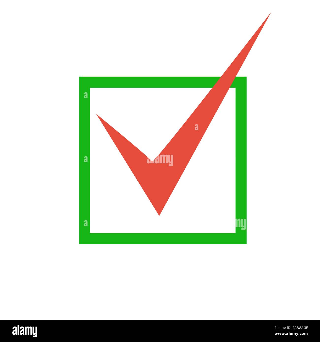 Rote Häkchen. Häkchen in grüner Farbe, Vektor Stock Vektor