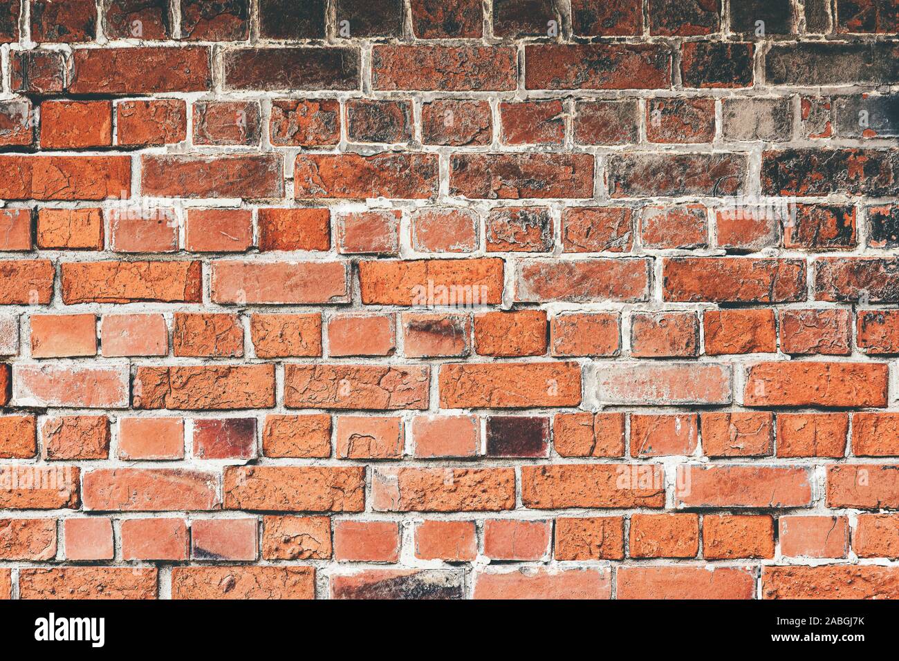 Full-frame in der Nähe der alten Ziegel stein Wand Hintergrund. Stockfoto