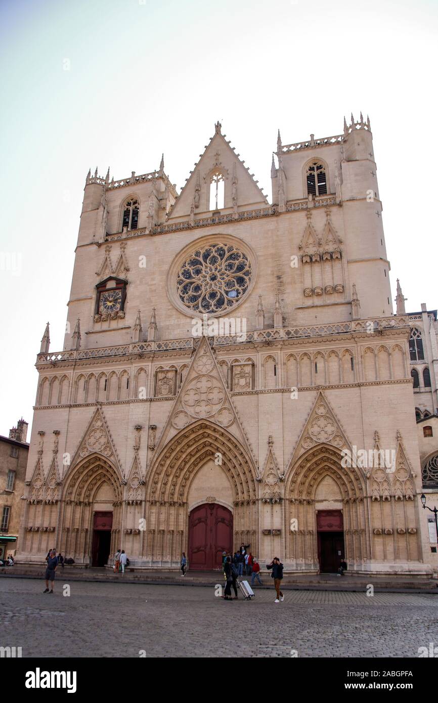 In LYON - AM 02/09/2017 - Die Kathedrale von Sain Jean in Lyon, Frankreich Stockfoto