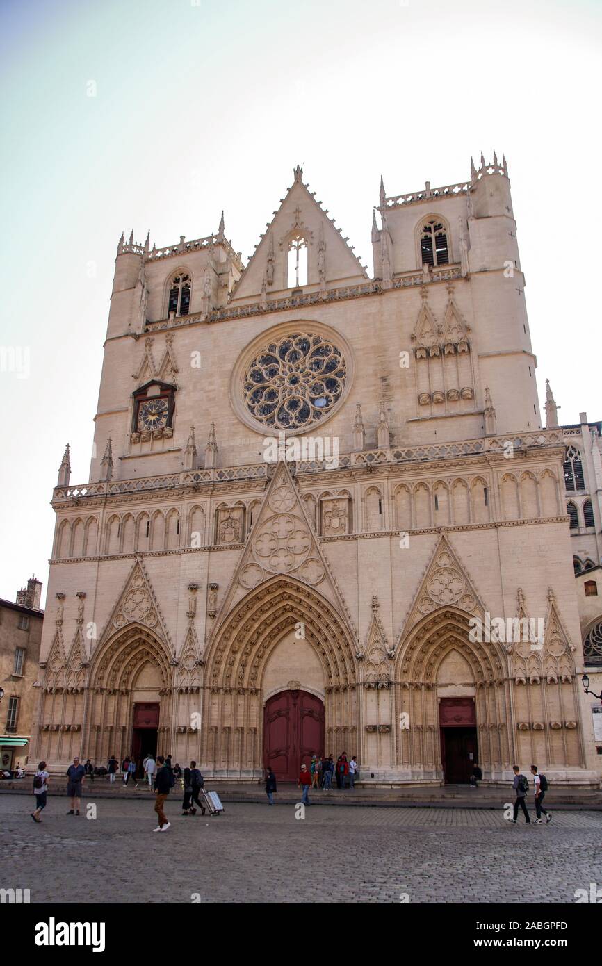 In LYON - AM 02/09/2017 - Die Kathedrale von Sain Jean in Lyon, Frankreich Stockfoto