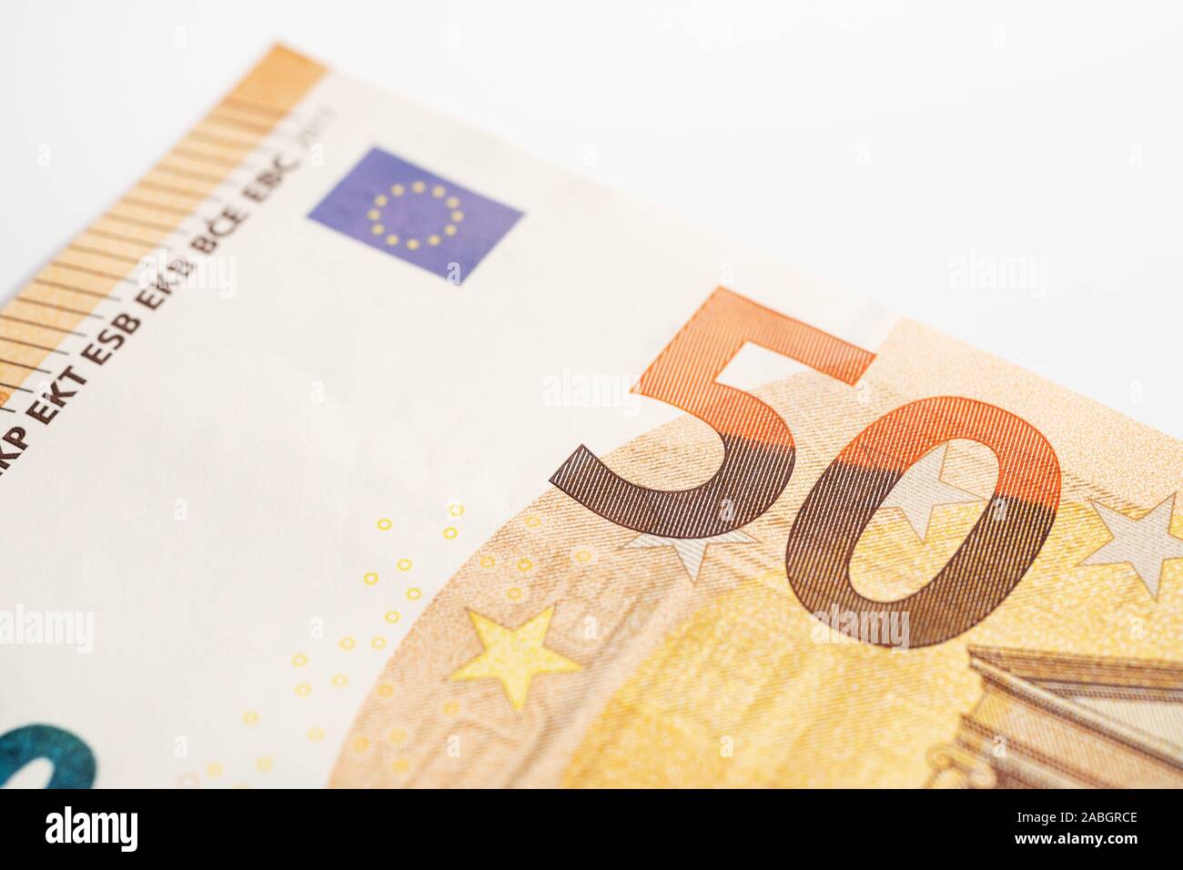 50 euro Banknote detail. Kopieren Sie Platz. Geld Konzept Stockfoto