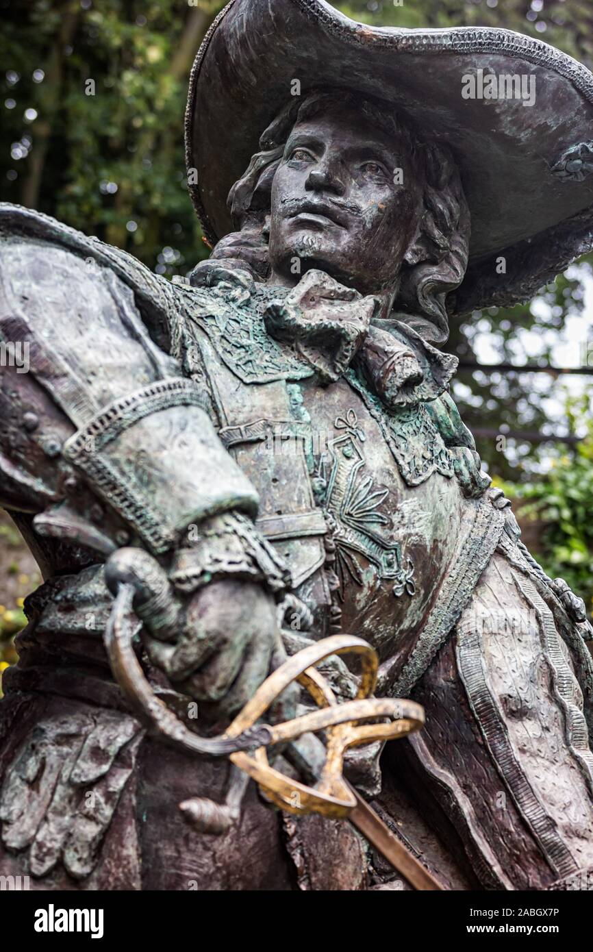 D'Artagnan (Charles de Batz de Castelmore) Statue Detail in der Aldenhofpark Maastricht, Niederlande Stockfoto