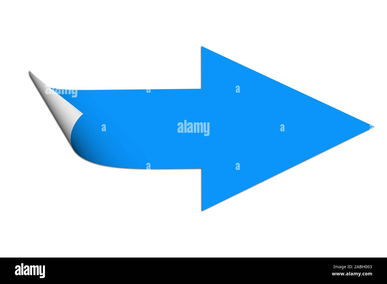 Blaue Pfeil rechts, vor weißem Hintergrund Stockfoto